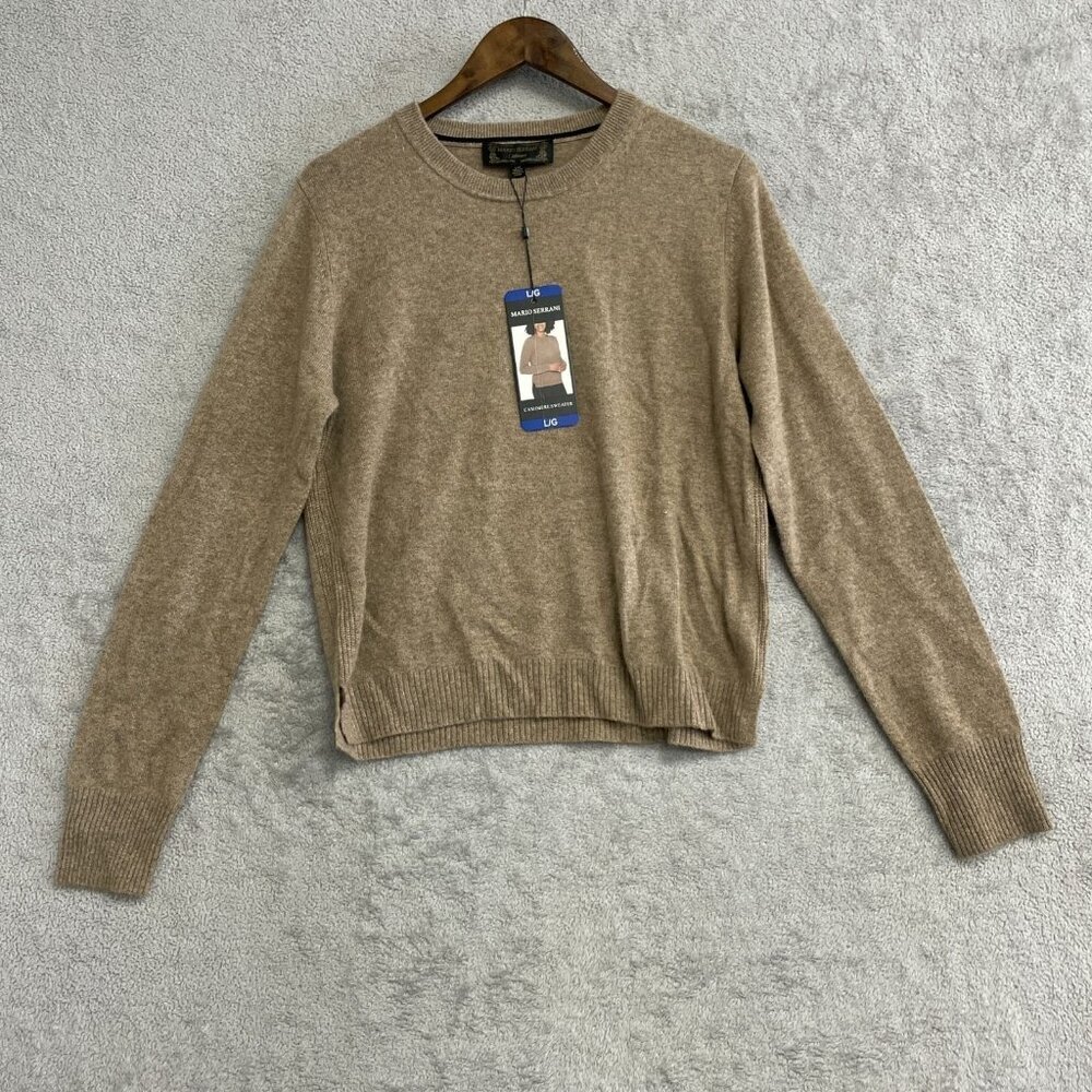 Mario Serrani Women's L 100% Cashmere Brown Sweater Crew neck N0546
